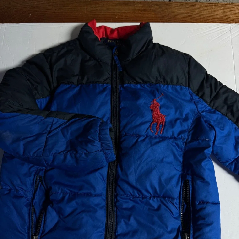 Kids Polo Ralph Lauren Puffer Jacket Blue Black Red Logo Size‎ 7